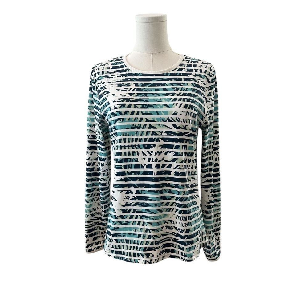 Hang Ten Women's Medium Long Sleeve Tropical UV Rashguard Swimming Athletic Top